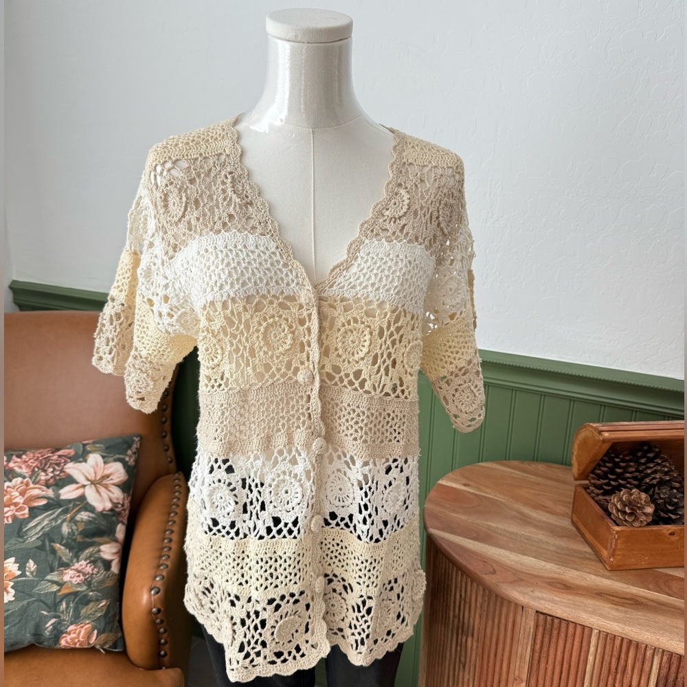 Vintage Willow Ridge Crochet cardigan EVC size Medium